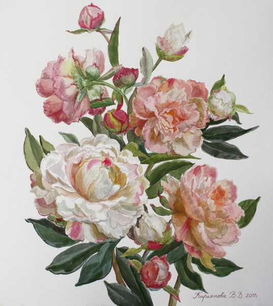Victoria Kiryanova. Bouquet of delicate peonies, 2011