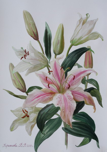 Victoria Kiryanova. Branche fleurie d'un lis, 2018