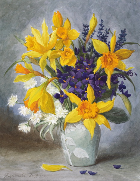 Victoria Kiryanova. Narcisus and violets, 2014