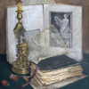 Still life with candlestick and books, 2000
49x37 cm; ������� �� ���������