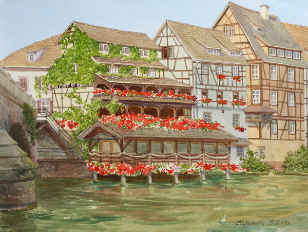 Victoria Kiryanova. Strasbourg. Small houses near bridge of Saint-Martin, 2013