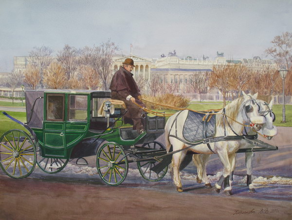 Victoria Kiryanova. Vienna. Outing in coach, 2010