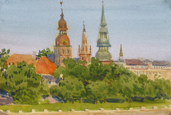 Victoria Kiryanova. Sunset over Old Riga, 2009